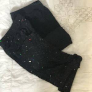 Girls lot of 2 Leggings Black & black sparkle EUC